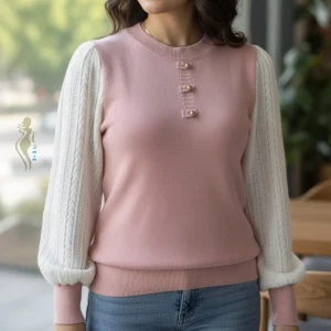 بلوز بافت با آستین تور بافت